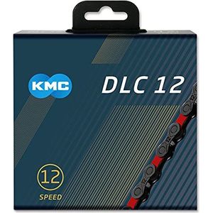 KMC Unisex's DLC 12 Ketting, Zwart/Rood, 1/2"" x 11/128