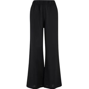 Urban Classics Damesbroek Dames Linnen Mixed Wide Pants Black XL, zwart, XL