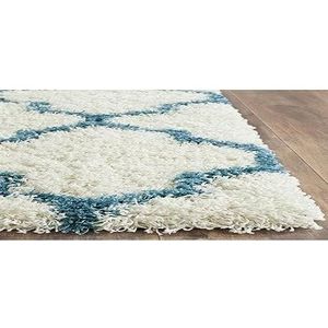 Safavieh Shaggy SGK569 tapijt voor binnen, rechthoekig, gevlochten, ivoor/blauw, 91 x 152 cm
