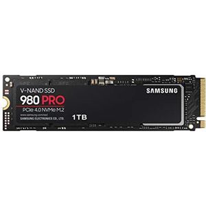 Samsung 980 PRO M.2 NVMe SSD (MZ-V8P1T0BW), 1 TB, PCIe 4.0, 7,000 MB/s Read, 5,000 MB/s Write, Internal Solid State Drive