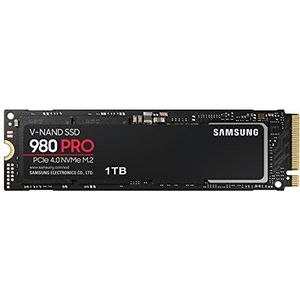 Samsung 980 PRO M.2 NVMe SSD (MZ-V8P1T0BW), 1 TB, PCIe 4.0, 7,000 MB/s Read, 5,000 MB/s Write, Internal Solid State Drive