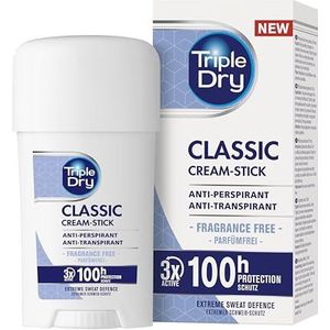 Triple Dry Anti-transpirant crèmestick | Stick tegen sterk transpireren | 100 uur bescherming | 45 ml
