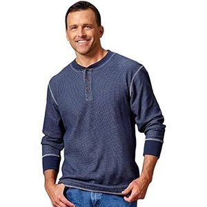 Wrangler Authentics Henley Waffle met lange mouwen voor heren, Mood Indigo, L