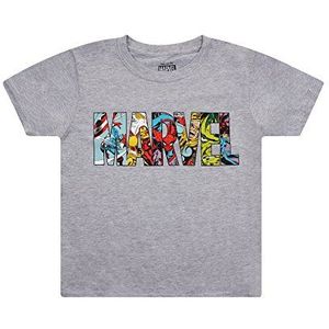 Marvel T-shirt met logo voor jongens, Grijs (Sportgrijs), 7 jaar
