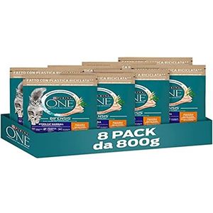 PURINA ONE Bifensis Sterilcat Hairball Rijk aan kip en volkoren granen - 8 zakjes van elk 800 g