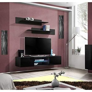Homemania TV-kast, MDF, glas, zwart, 160 x 40 x 30 cm