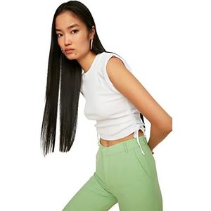 TRENDYOL Gedetailleerde gebreide blouse voor dames, wit, S