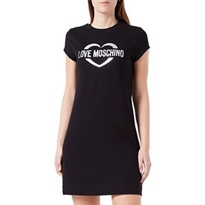 Love Moschino Dames slim fit A-lijn korte mouwen jurk, zwart, 38, zwart, 38