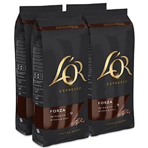 L'OR Espresso Koffiebonen Forza (2 Kilogram - Intensiteit 09/12 - 100% Arabica Dark Roast Koffie - UTZ Gecertificeerd) - 4 x 500 Gram
