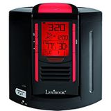 Lexibook Radio Alarm Clock Luchtbevochtiger, Alarm- en sluimerfunctie, geleverd met 5 filters, AC + batterijadapter, Zwart/Rood, RL2000