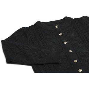Aleva Dames vintage gevlochten warm gebreid vest wolwit maat XS/S, zwart, XS