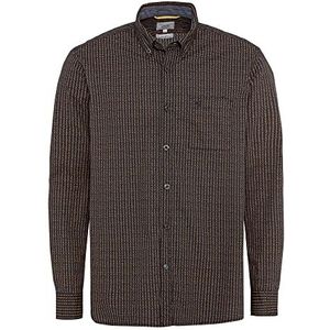 camel active Regular fit hemd lange mouwen button down kraag patroon wit, Oranje Oxide, S
