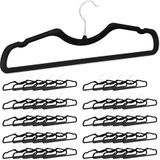 Relaxdays kledinghangers fluweel, set van 50 stuks, ruimtebesparend, broeklat en inkepingen, kleerhangers, div. kleuren