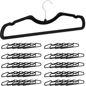 Relaxdays kledinghangers fluweel, set van 50 stuks, ruimtebesparend, broeklat en inkepingen, kleerhangers, div. kleuren