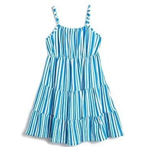 Koton Dunne strappy diered ruffle jurk voor meisjes, Blue Stripe (6s4), 7-8 jaar