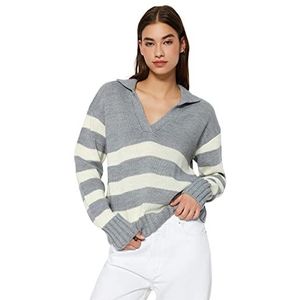 Trendyol FeMan Regular fit Basic Polo Neck Knitwear Trui, Grijs, S, Grijs, S