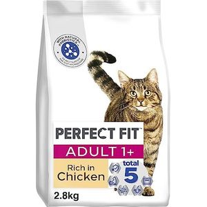 Perfect Fit Volwassen 1+ compleet droog kattenvoer voor volwassen katten vanaf 1 jaar, rijk aan kip, 3 zakken (2,8 kg)