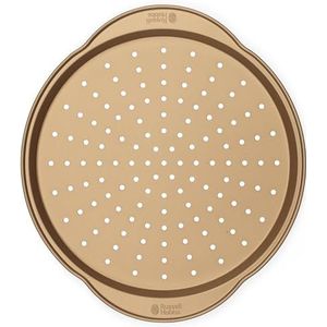 Russell Hobbs® RH02338GEU7 Opulence Non-Stick Pizza Pan, Round Baking Tray for Garlic Bread, Flatbreads and More, Easy Clean, PFOA Free, Oven Safe to 220 Degrees, 37 cm, Carbon Steel, Gold