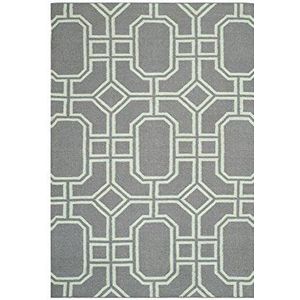 Safavieh Dhurrie tapijt, DHU860, vlak geweven woll modern 91 x 152 cm grijs/lichtblauw.