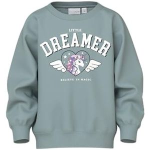 NAME IT Nmfvenus Ls Nreg Sweat Bru sweatshirt voor meisjes, Gray Mist/Print: Dreamer, 98