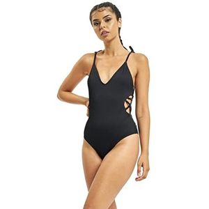 Urban Classics Badpak voor dames, rib, badpak, badmode voor vrouwen, zwemkleding in 3 kleuren, maten XS - 5XL, zwart, XL