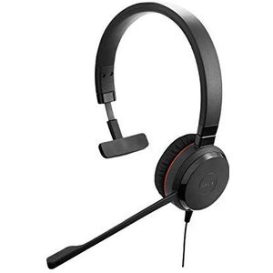Jabra Evolve 30 UC Mono Headset – Unified Communications-gecertificeerde Koptelefoon voor VoIP-softphones met Passive Noise Cancellation – USB-kabel met Controller – Zwart