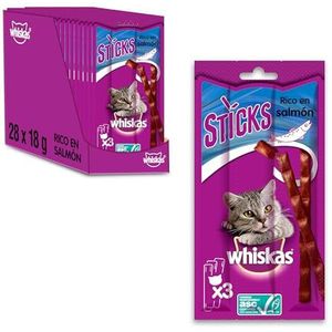 Whiskas Sticks – snack voor katten in verschillende smaken – onweerstaanbare smaakervaring – veel vitaminen en mineralen