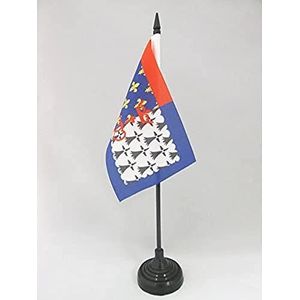 Pays de la Loire Tafelvlag 15x10 cm - Franse regio Pays de la Loire Desk Vlag 15 x 10 cm - Zwarte plastic stok en voet - AZ FLAG