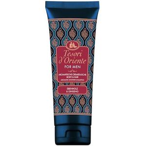 Tesori d'Oriente Crèmedouche Body & Hair Ebbenhout en ginseng, voor mannen, aromatische crèmedouche voor lichaams- en haarverzorging, ritueel voor lichaam en zintuigen, 250 ml