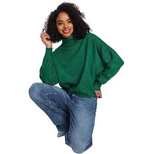 Trendyol FeMan Oversize Basic Staande Kraag Gebreide Trui, Groen, M, Groen, M