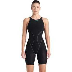 ARENA Women's Standard Powerskin Impulso Kneeskin Swim Racing Suit Open Back Short Leg, Black Teal