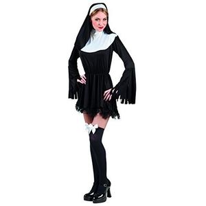 Boland 83817 - Sexy Non kostuum, zwart en wit, maat M, korte jurk en kap, kostuum set voor carnaval, themafeest, Halloween of vrijgezellenfeest