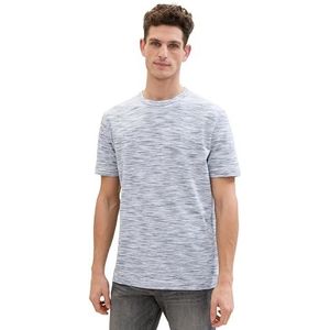 TOM TAILOR T-shirt voor heren, 35057 - Wit Navy Spacedye Pique, XL