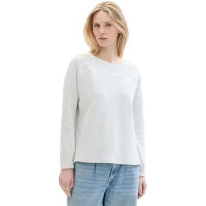 TOM TAILOR Sweatshirt voor dames, 34869 - Offwhite Green Stripe Ck, XS