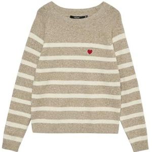 VERO MODA Trui 'VMDOFFY'  lichtbruin / wit