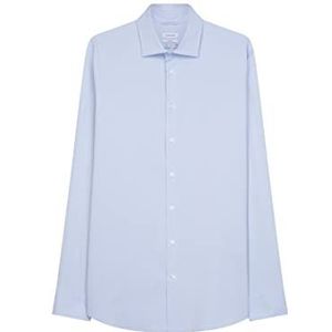 Seidensticker Herenoverhemd - strijkvrij hemd met getailleerde snit - shaped - lange mouwen - kent-kraag - synthetische mix, lichtblauw, 37