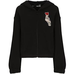 Love Moschino Dames Oversize met Hoodie in 100% Katoen Fleece Jacket, Zwart, 38