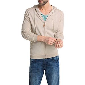 ESPRIT Fijn gebreide herenjas met capuchon, effen - regular fit, beige (beige 250), S