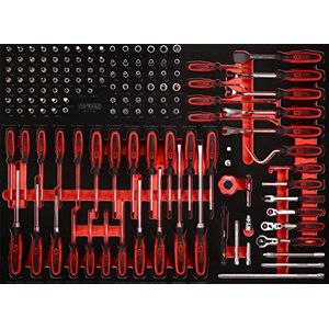 KS Tools 821.0142 1/4'' dopsleutel / en schroevendraaierset in schuimrubberinleg, 142-dlg