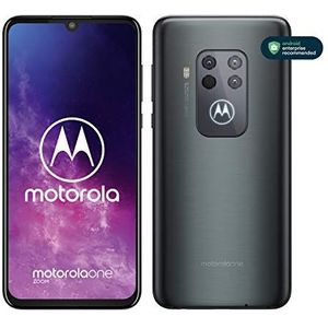 Motorola one zoom met Alexa hands-free smartphone (6,4-inch FHD + display, viervoudig camerasysteem; 128 GB/4 GB, Android 9 Pie, Dual SIM smartphone) headset + beschermcover, grijs-metallic