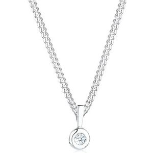 Elli Halsketting Dames Cirkel Ronde Diamant (0.03 ct.) in 925 Sterling Zilver Rose Goud Plated