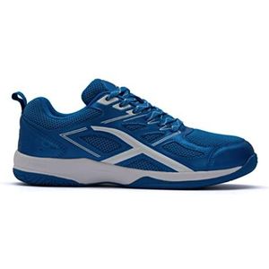 HUNDRED Xoom Non-Marking Professional Badminton Shoes for Men | Material: Faux Leather | Suitable for Indoor Tennis, Squash, Table Tennis, Basketball & Padel (Blue/White, Size: EU 41, UK 7, US 8)