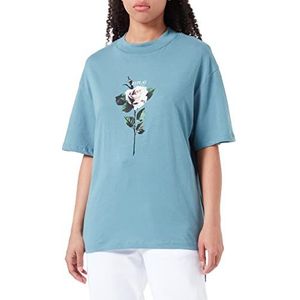 Replay Dames T-shirt korte mouwen met rozenprint, 608 Sugar Paper, M