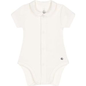 Petit Bateau Uniseks baby korte mouwen body met kraag, wit, 6 Maanden