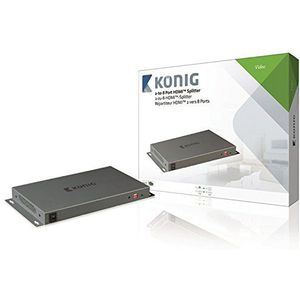 König KNVSP3428 HDMI Video Splitter (HDMI, 3840 x 2160 pixels, 36 bits, 340 MHz, grijs, 2 A)