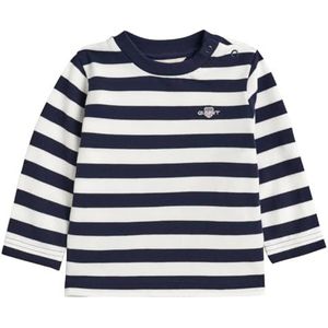 GANT Unisex Baby Striped Shield Pique Ls Top T-shirt, marineblauw, 86 cm