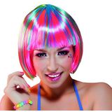 Boland 87501 - pruik Pebbles, kleurrijk kunsthaar, bob, kapsel, neonkleuren, disco, regenboog, kostuum, carnaval, themafeest