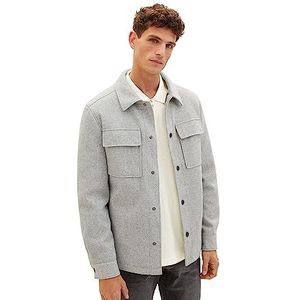 TOM TAILOR Geruit overshirt voor heren, jas met gewatteerde binnenvoering, 30473-staal grijs melange, XXL