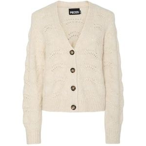 PIECES PCBIBBI LS gebreid vest voor dames NOOS BC Srickjack, witte pet grijs, M