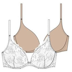 Dorina - Angie - Push-up Beha - Wit/Beige - Set van 2